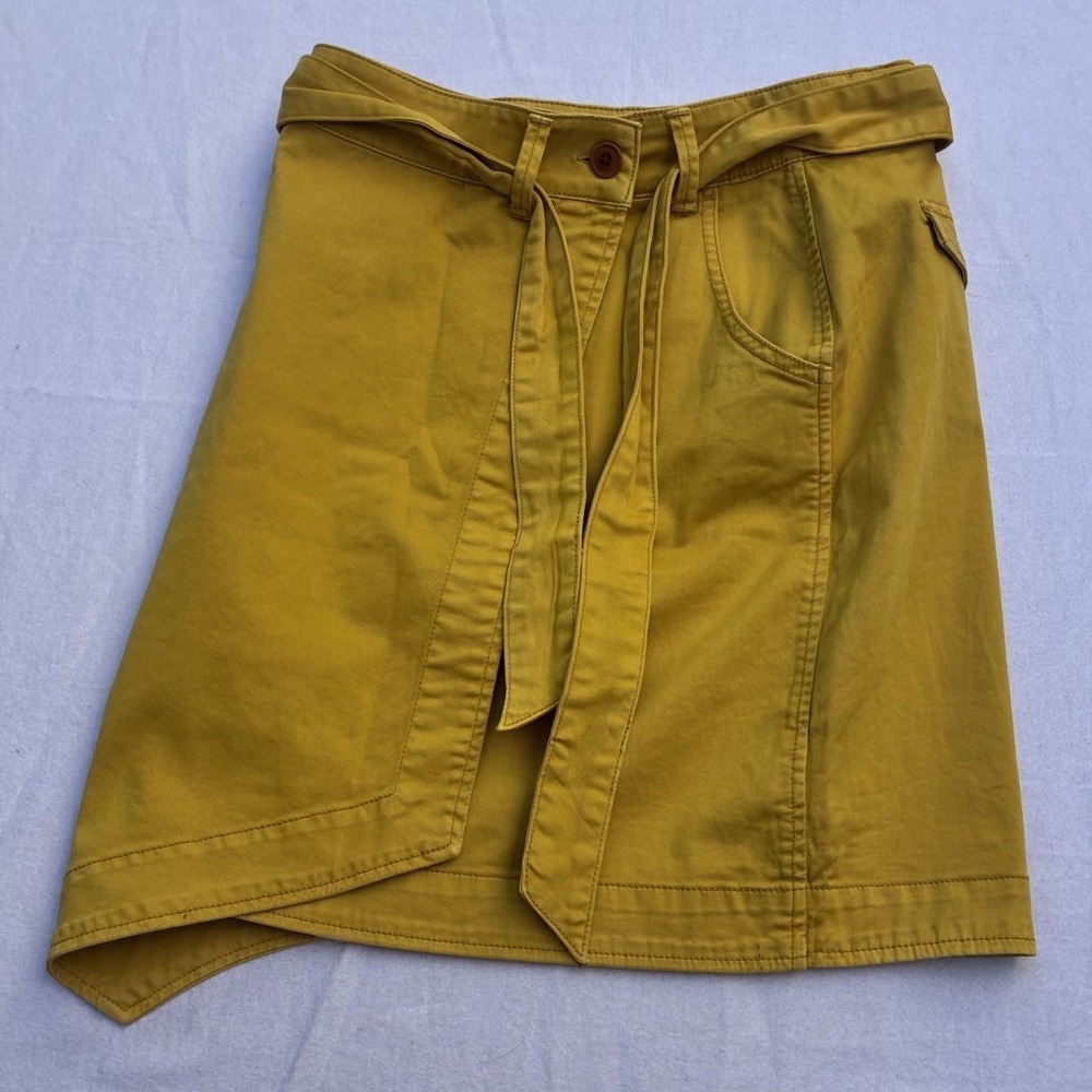 Anthropologie Skirt Pilcro and the Letterpress Wrap Skirt Size 4 Yellow Preppy